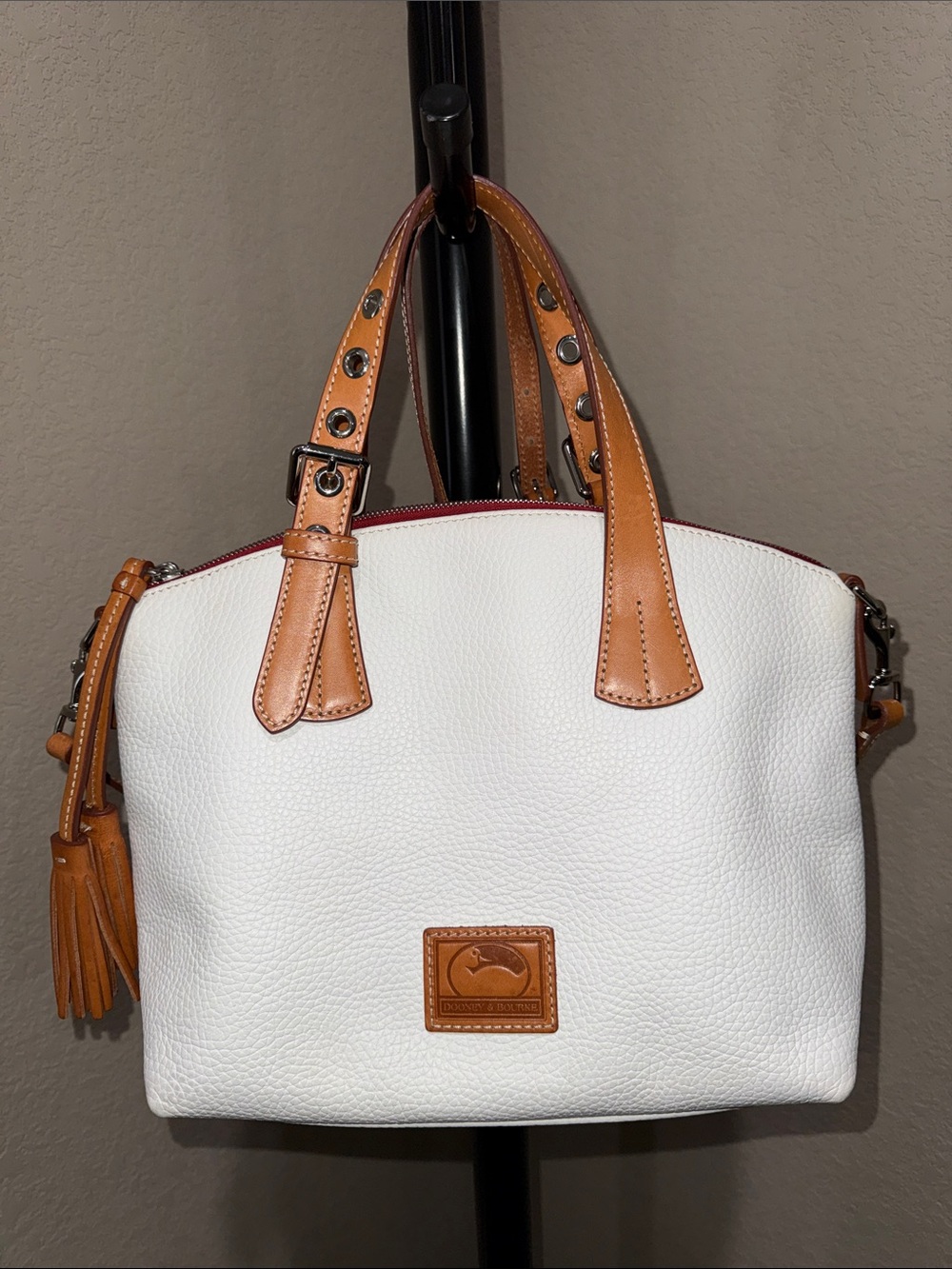 Dooney & Bourke Patterson White Leather Trina Satchel